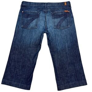 7 For All Mankind Low-Rise Crop Dojo Wide Leg Jeans 32" Dark Wash 7FAM Y2K USA